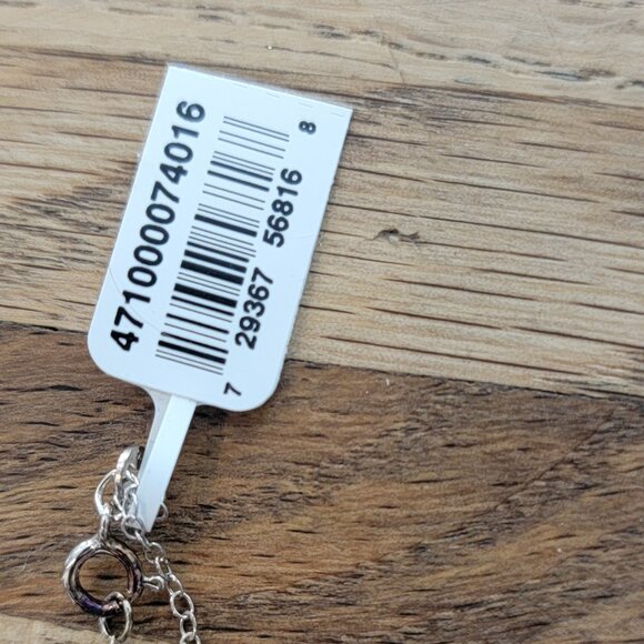 J Pendant Necklace in Silver Tone Metal w CZ Accents - Picture 11 of 13